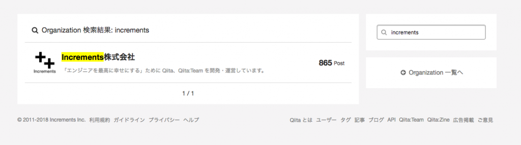 Qiita Organization の検索